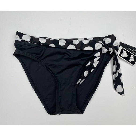 La Blanca Black Polka Dot Waist Bikini Bottom NWT Size 4 - Picture 2 of 5